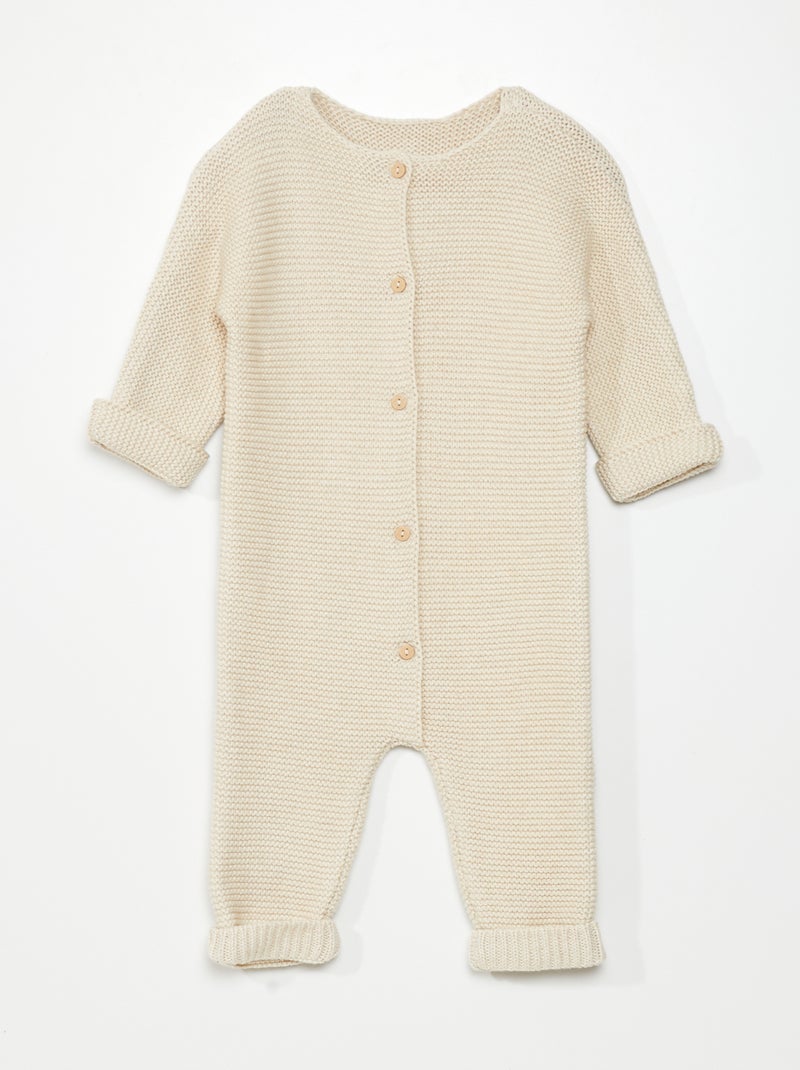 Tuta lunga lavorata a maglia Sempre + praticità BEIGE - Kiabi