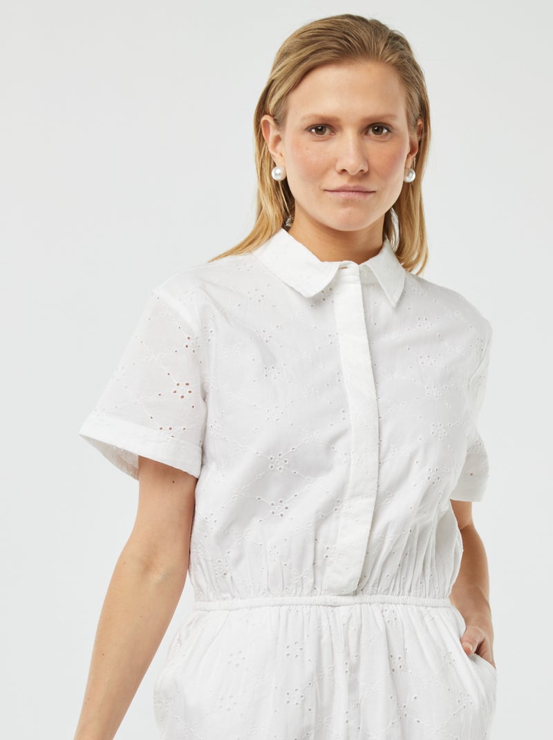 Tuta lunga ricamata bianco - Kiabi