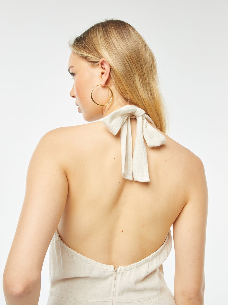 Tuta lunga senza maniche con laccetti da annodare BEIGE - Kiabi