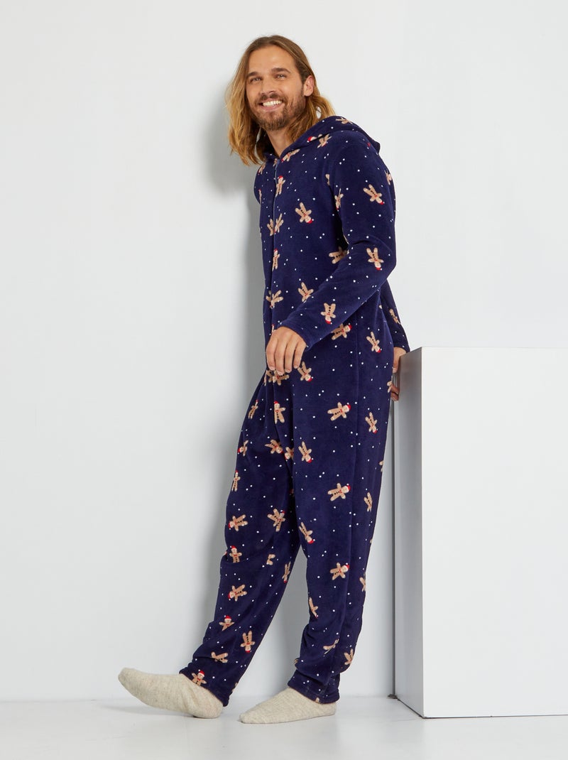 Tuta 'Natale' in pile blu marine - Kiabi