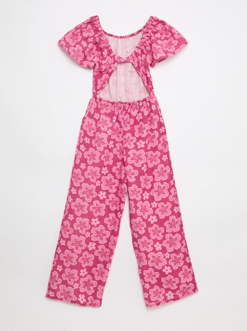 Tuta pantalone ampia a maniche corte Rosa - Kiabi