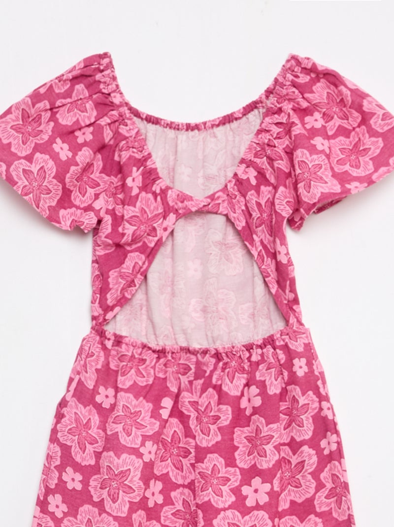 Tuta pantalone ampia a maniche corte Rosa - Kiabi
