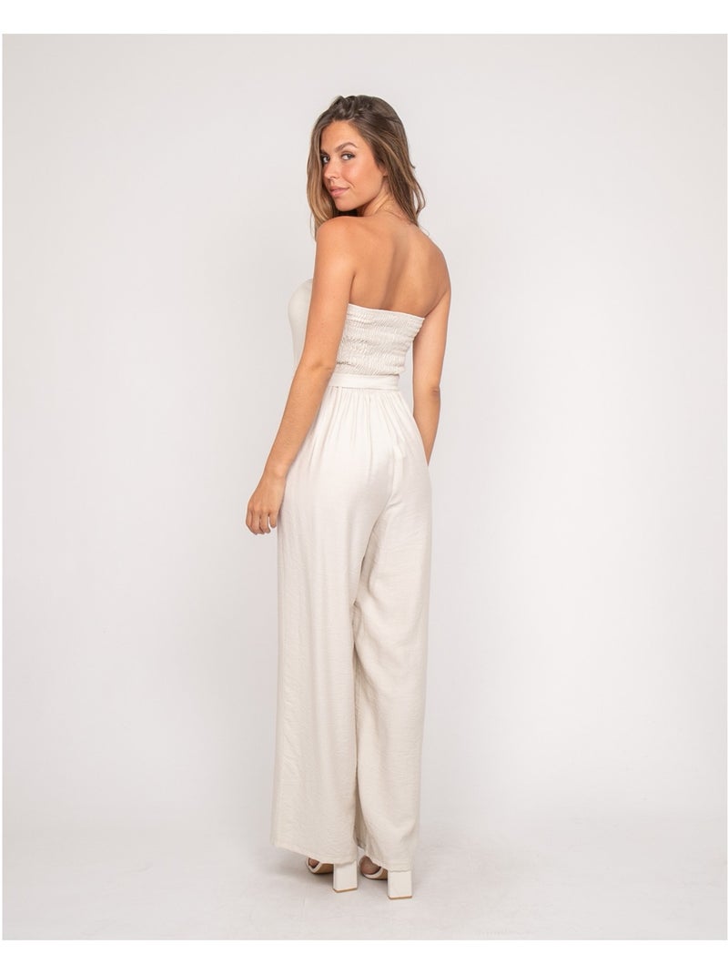 Tuta pantalone bustier EVILIA Beige - Kiabi