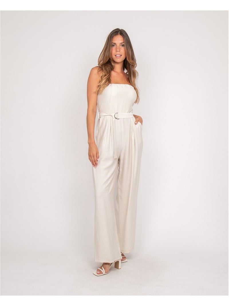 Tuta pantalone bustier EVILIA Beige - Kiabi