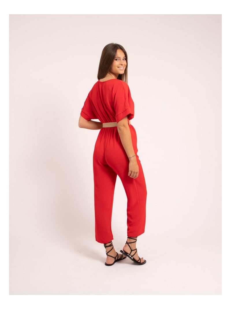 Tuta pantalone con cintura ELRIDA Rosso - Kiabi