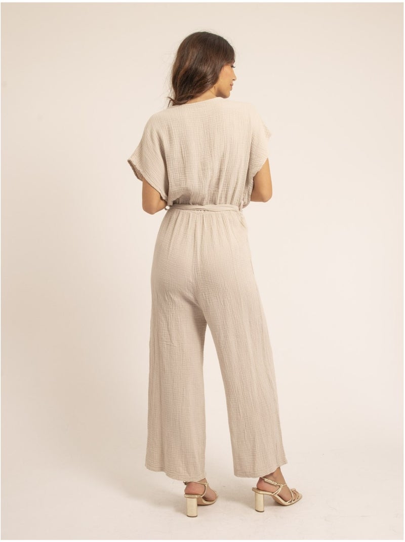 Tuta pantalone gaze de coton EROLIE Beige - Kiabi