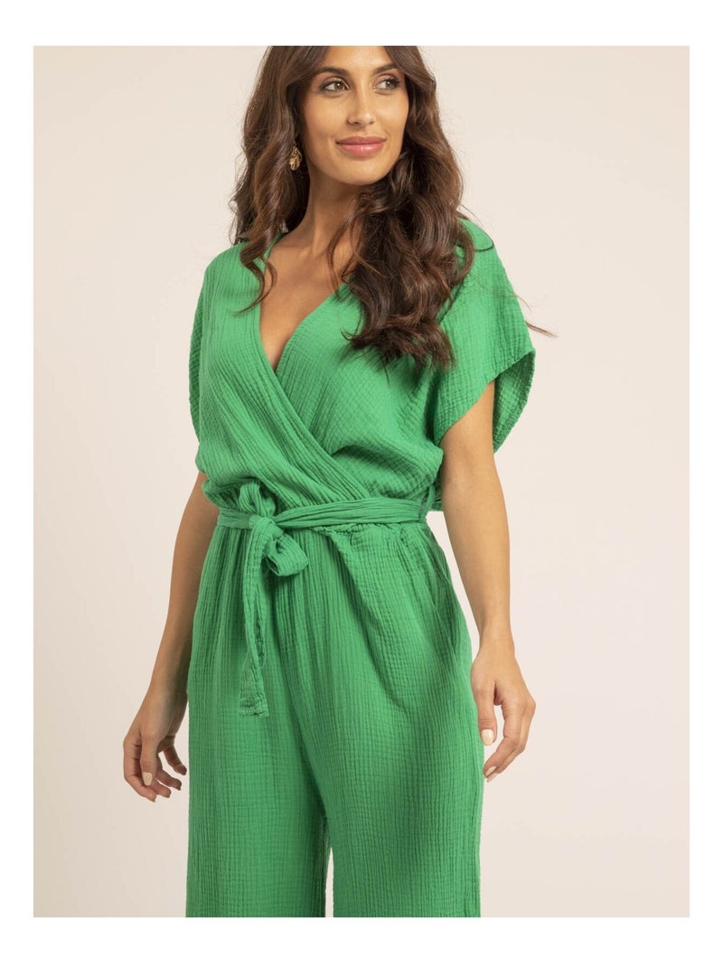Tuta pantalone gaze de coton EROLIE Verde - Kiabi