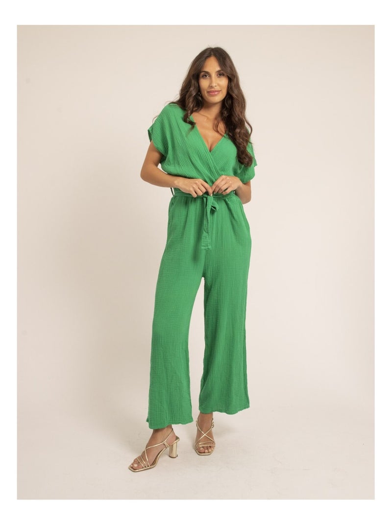 Tuta pantalone gaze de coton EROLIE Verde - Kiabi