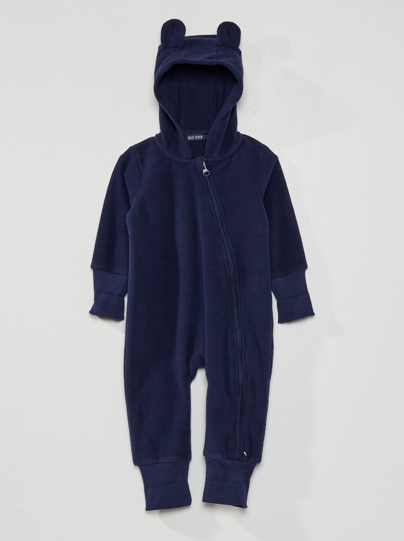 Tuta pile con cappuccio con orecchie blu marine - Kiabi