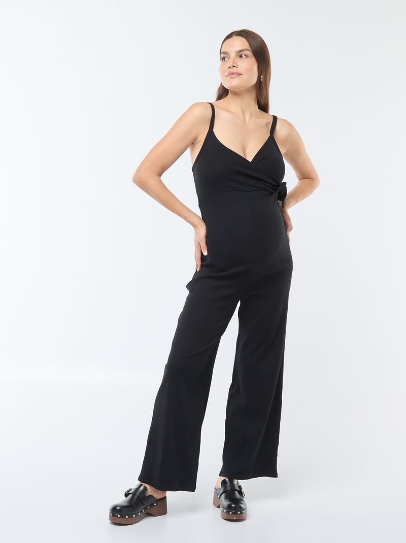 Tuta pré-maman in maglia a coste nero - Kiabi