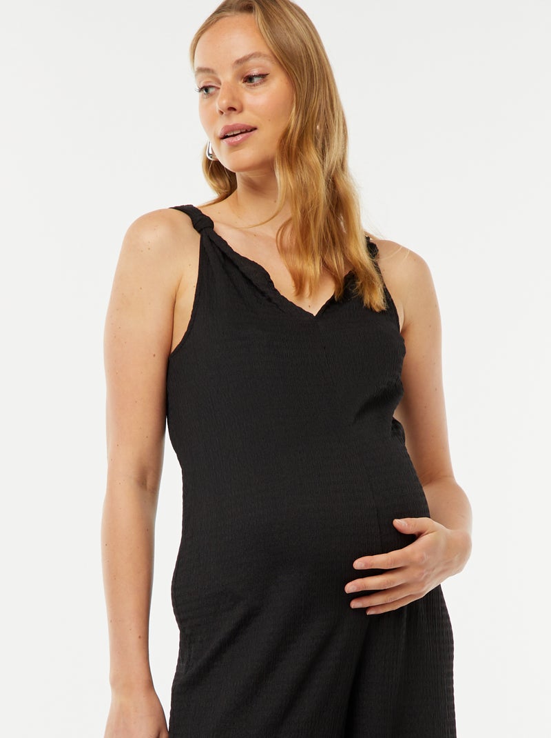 Tuta premaman in tessuto goffrato nero - Kiabi