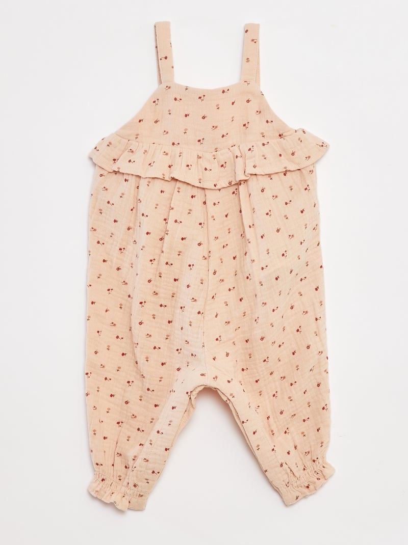 Tuta salopette lunga con motivo Beige - Kiabi