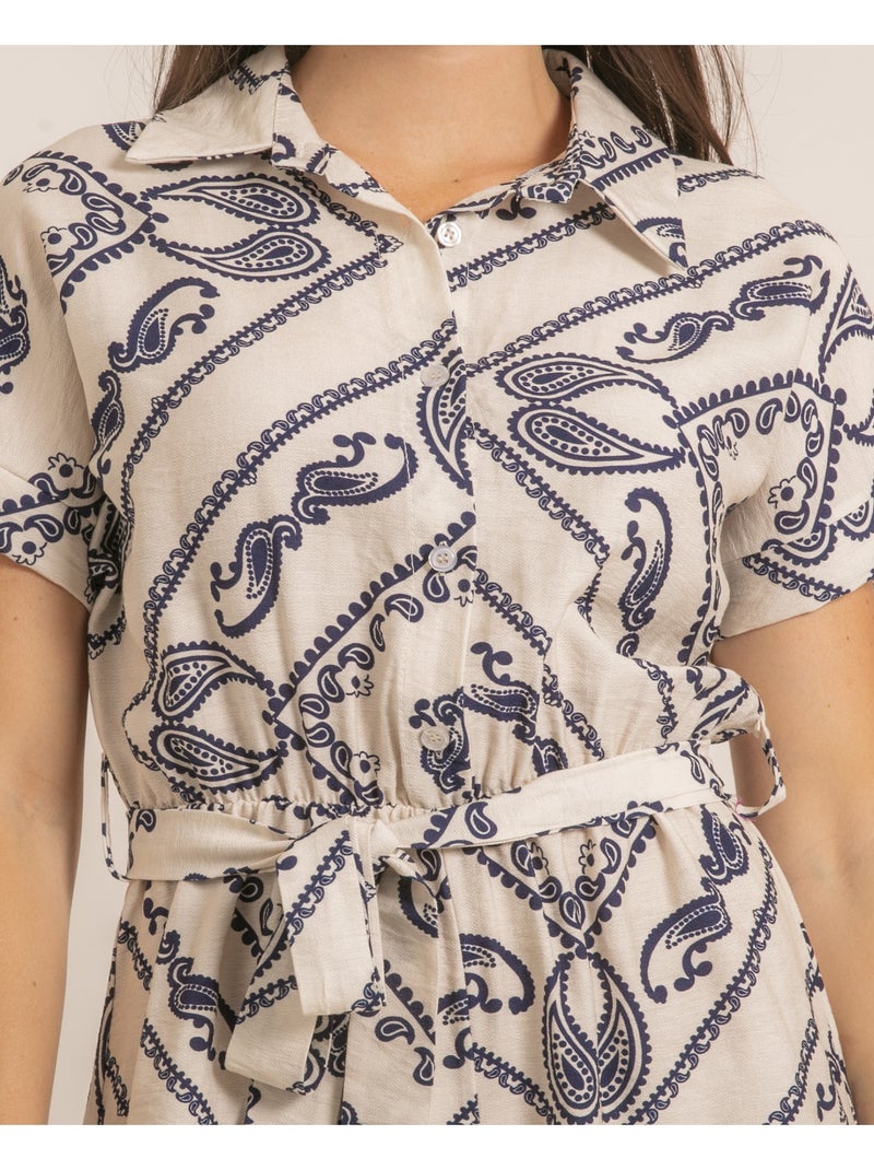 Tuta-short con motivi XELENE Ecru - Kiabi