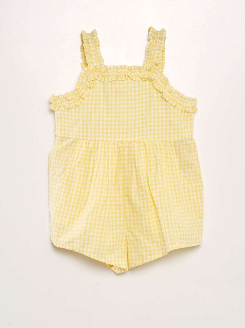 Tuta vichy in voile di cotone GIALLO - Kiabi