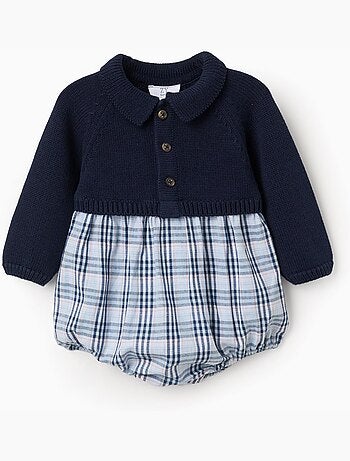 Tutina a quadri in doppio tessuto in cotone b&s