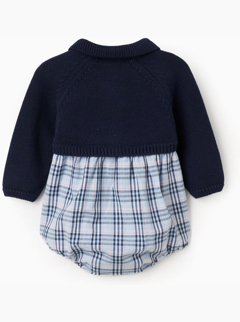 Tutina a quadri in doppio tessuto in cotone b&s Blu scuro - Kiabi