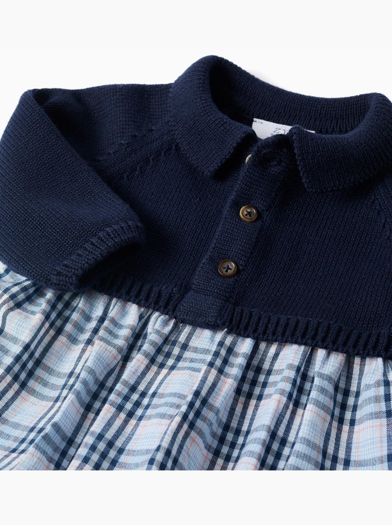 Tutina a quadri in doppio tessuto in cotone b&s Blu scuro - Kiabi