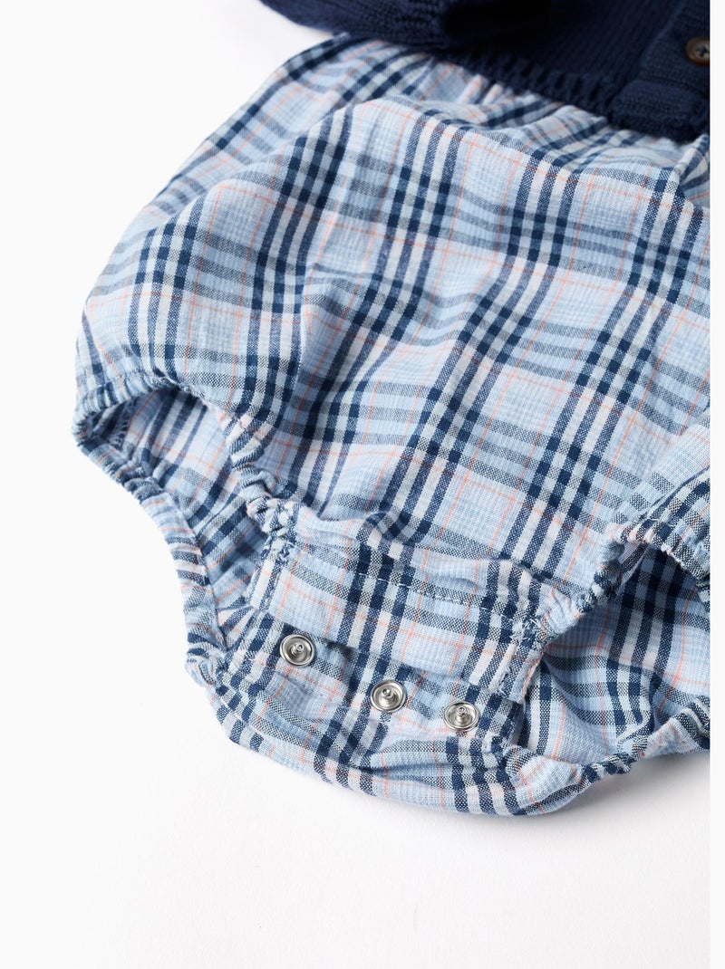 Tutina a quadri in doppio tessuto in cotone b&s Blu scuro - Kiabi
