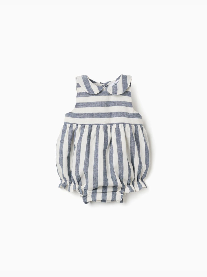 Tutina a righe in cotone e lino You&Me Beige chiaro - Kiabi