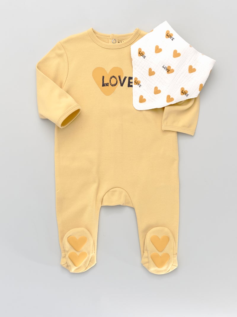 Tutina con piedini + bavaglino GIALLO - Kiabi