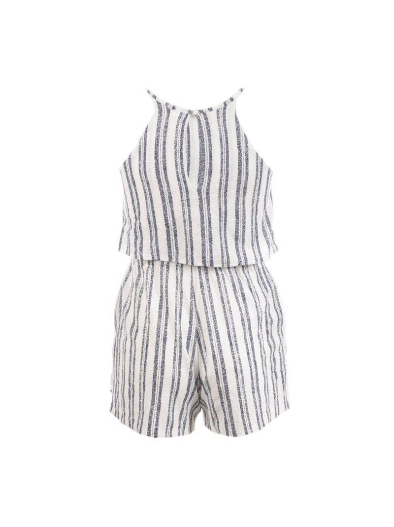 Tutina Corta Bimba Teddy Smith a Righe Ecru - Kiabi