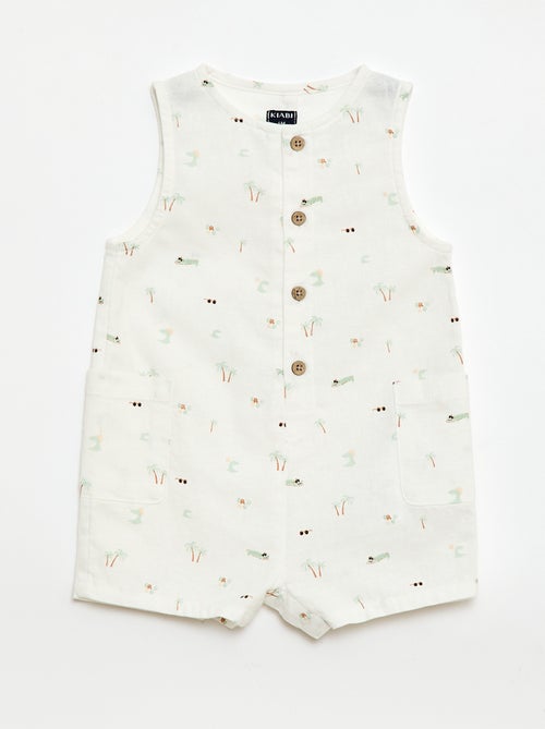 Tutina corta in cotone e lino - Kiabi