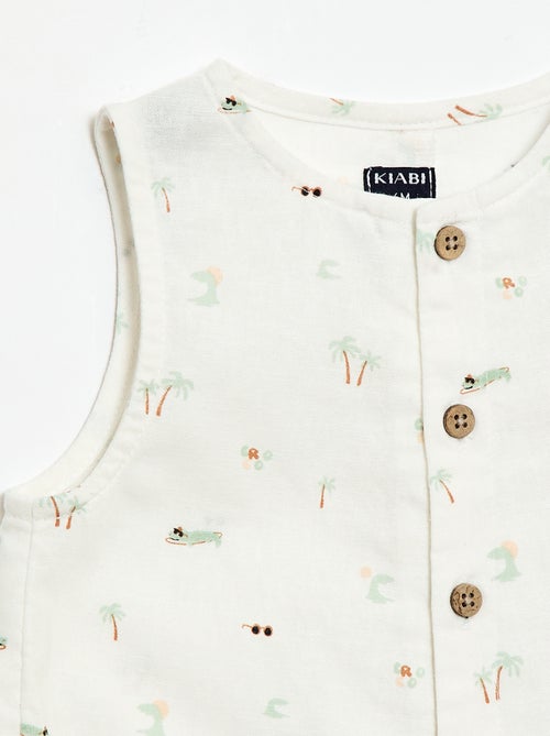 Tutina corta in cotone e lino - Kiabi