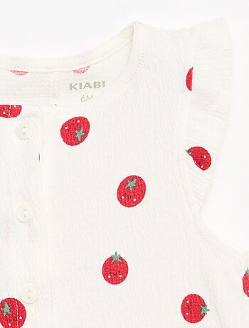 Tutina corta in jersey di cotone con volant sulle maniche