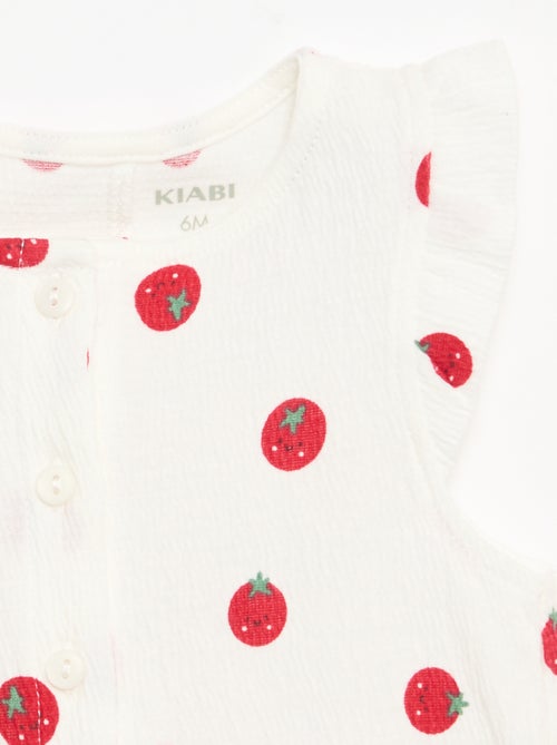 Tutina corta in jersey di cotone con volant sulle maniche - Kiabi