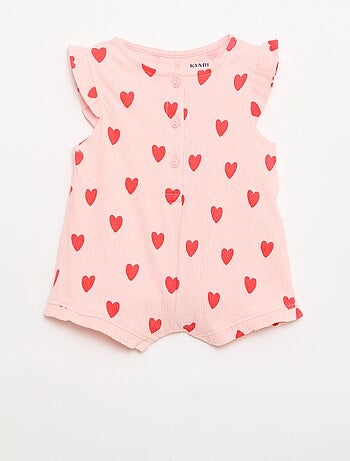 Tutina corta in jersey di cotone con volant sulle maniche