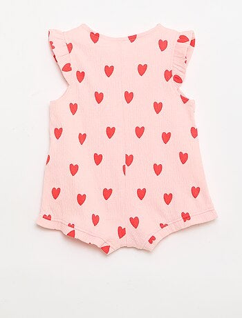 Tutina corta in jersey di cotone con volant sulle maniche