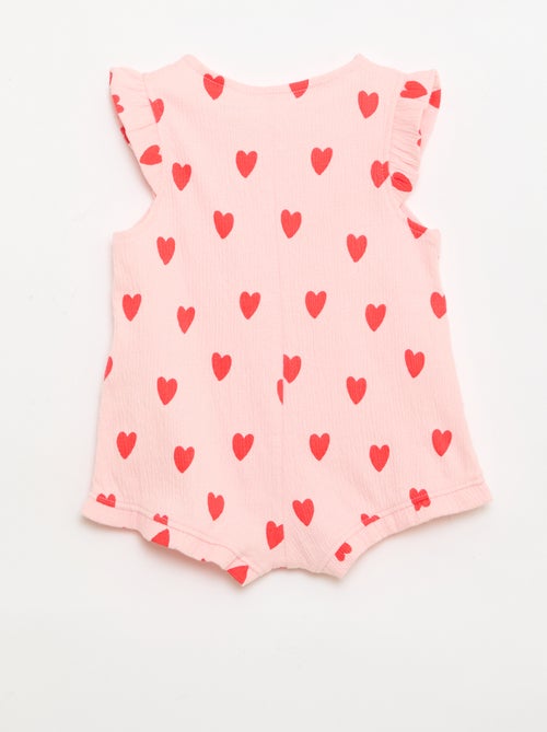 Tutina corta in jersey di cotone con volant sulle maniche - Kiabi