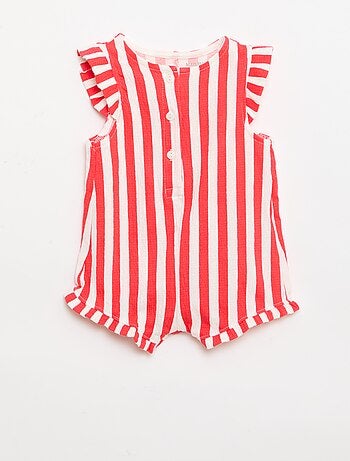 Tutina corta in jersey di cotone con volant sulle maniche