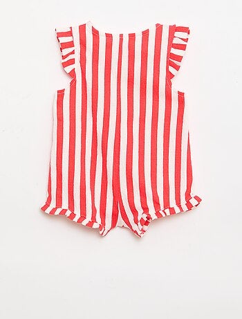 Tutina corta in jersey di cotone con volant sulle maniche