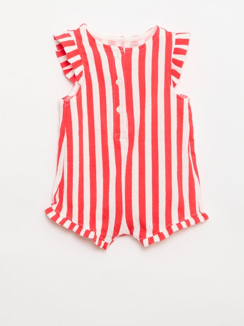 Tutina corta in jersey di cotone con volant sulle maniche - Kiabi