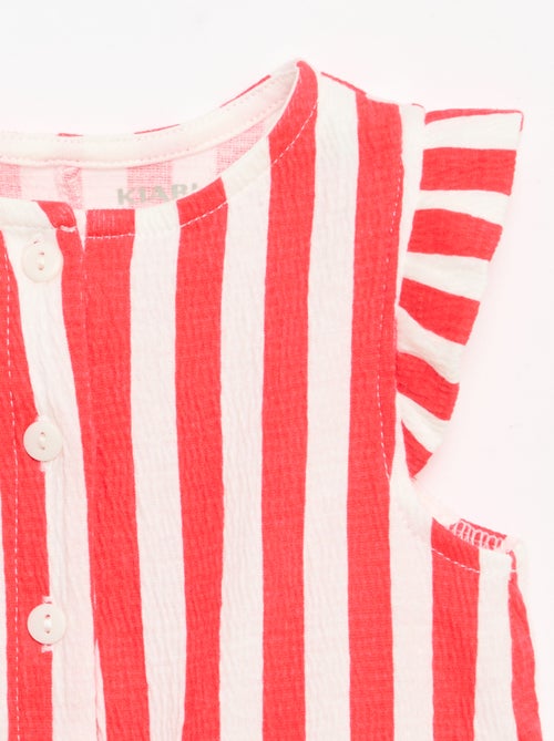 Tutina corta in jersey di cotone con volant sulle maniche - Kiabi