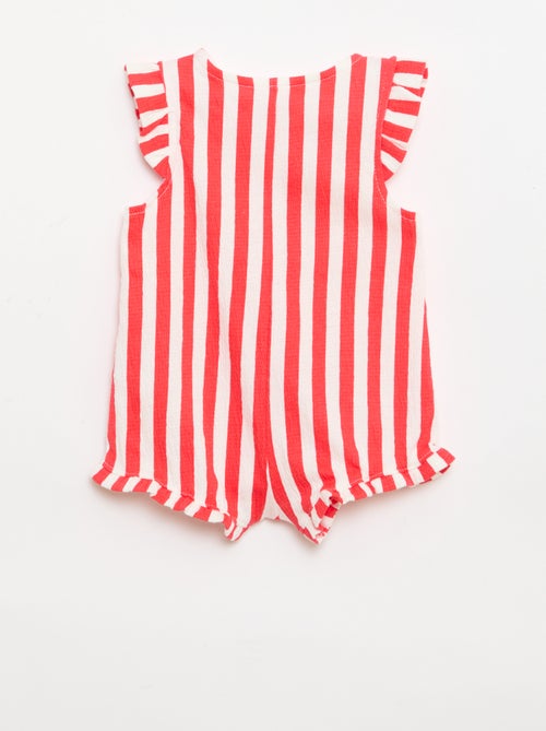 Tutina corta in jersey di cotone con volant sulle maniche - Kiabi