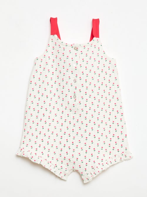 Tutina corta in tessuto goffrato con motivo - Kiabi