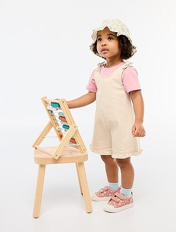 Tutina corta in twill con bretelle