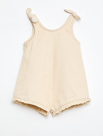 Tutina corta in twill con bretelle