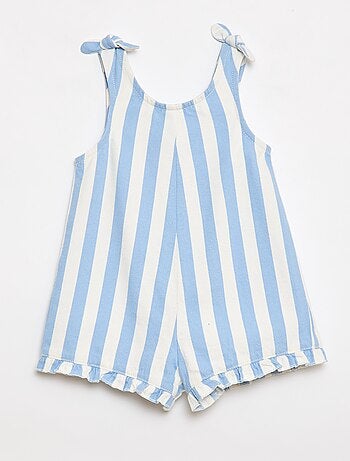 Tutina corta in twill con bretelle