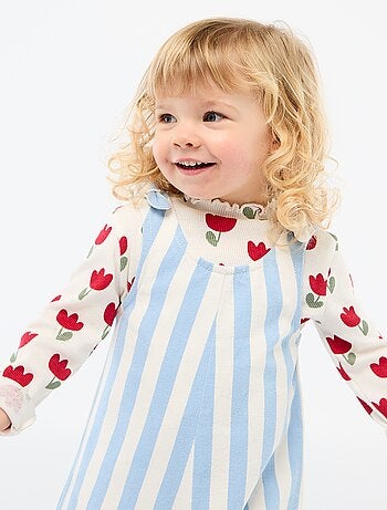 Tutina corta in twill con bretelle