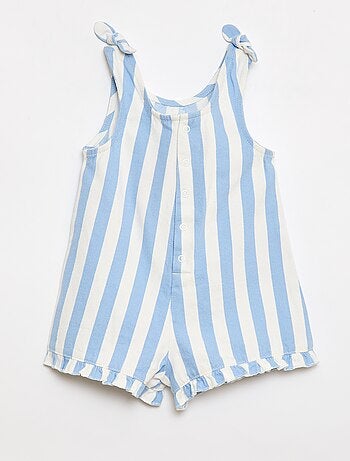 Tutina corta in twill con bretelle