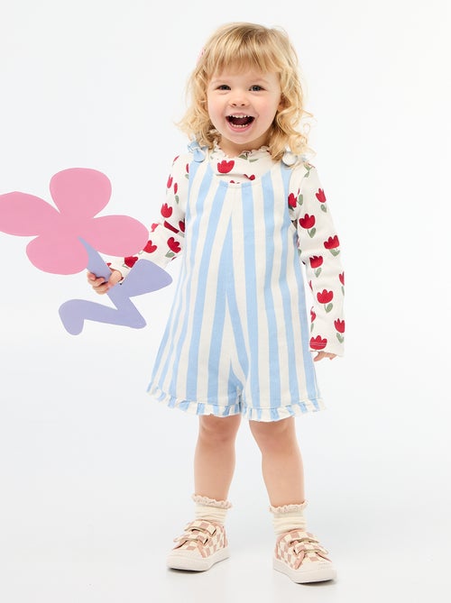 Tutina corta in twill con bretelle - Kiabi