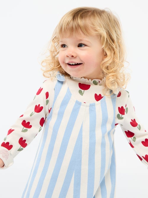 Tutina corta in twill con bretelle - Kiabi