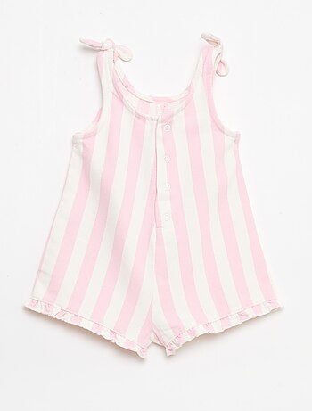 Tutina corta in twill con bretelle