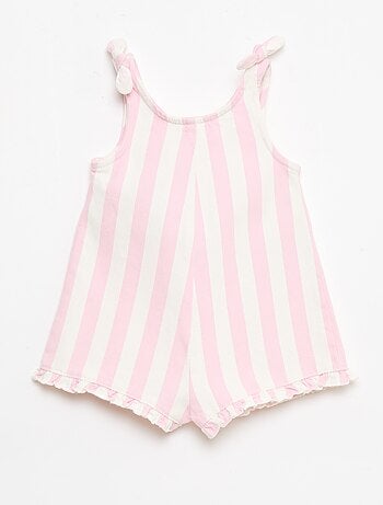 Tutina corta in twill con bretelle