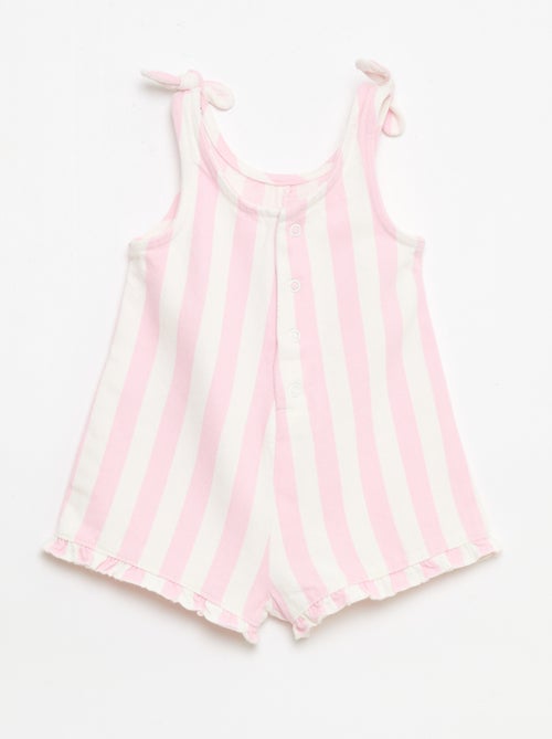 Tutina corta in twill con bretelle - Kiabi