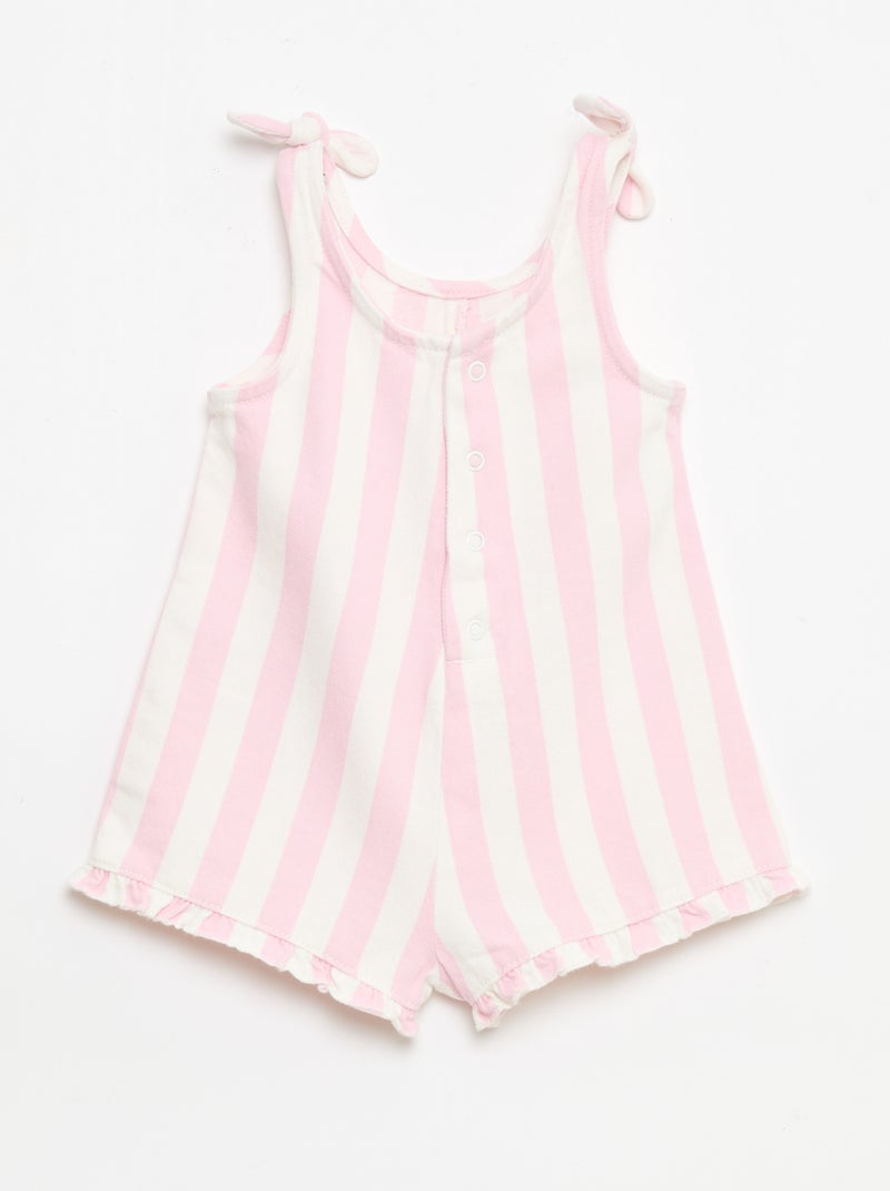 Tutina corta in twill con bretelle Rosa - Kiabi