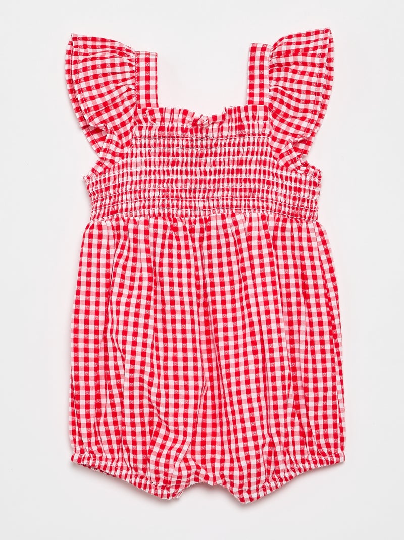 Tutina corta Vichy con volant Rosso - Kiabi